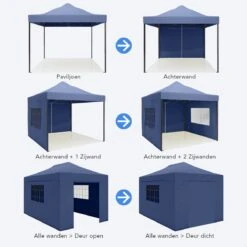 LifeGoods Partytent - 3x4.5 M - Zijwanden - Easy Up - Opvouwbaar - Waterdicht - Draagtas Met Wieltjes - Donkerblauw -Tuinmeubel Winkel 1200x1200 943
