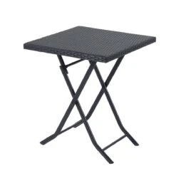 Merkloos 3-delige Bistroset Poly Rattan - Inklapbaar - Balkon Tuinmeubelset - Zwart -Tuinmeubel Winkel 1200x1200 970