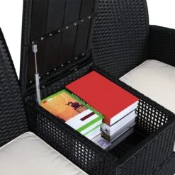 Casaria Tuinbank Polyrattan – 2 Zitter Incl. Tafel & Kussens – Zwart -Tuinmeubel Winkel 1200x1200 982