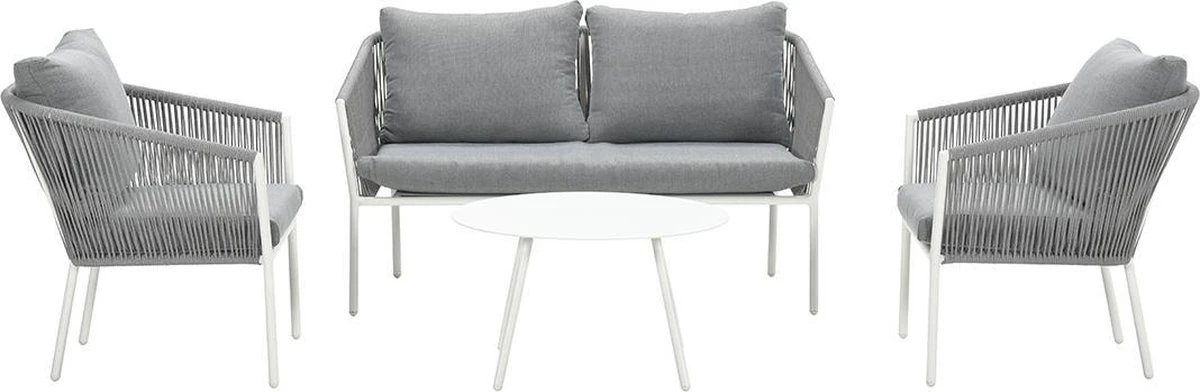 Garden Impressions Fleurie Loungeset 4-delig - Rope - Mat Wit/ Licht Grijs 1 Garden Impressions Fleurie Loungeset 4-delig - Rope - Mat Wit/ Licht Grijs
