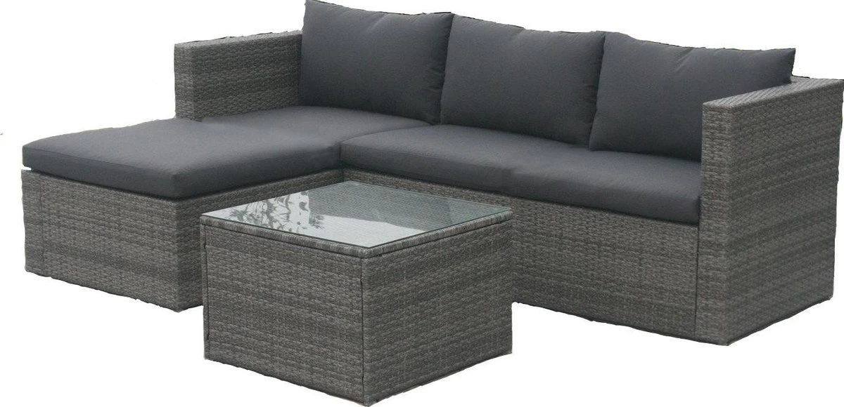 MaxxGarden Loungeset – Rattan Hoekset - 4 Persoons - Incl. Salontafel - Grijs 1 MaxxGarden Loungeset – Rattan Hoekset - 4 Persoons - Incl. Salontafel - Grijs