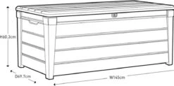 Keter Brightwood Opbergbox - 455L - 145x69,7x60,3 Cm - Grafiet -Tuinmeubel Winkel 1200x598