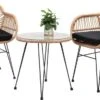 Casaria Tuinset Bali 3 Delig – 1 Tafel/2 Stoelen – Naturel Zwart