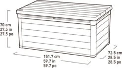 Keter Denali Opbergbox - 570L - 151,7x72,5x70cm - Grijs -Tuinmeubel Winkel 1200x668