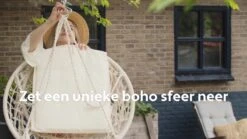 Vita5 Macramé Hangstoel - Voor Binnen En Buiten - Zonder Standaard - Incl. Kussen, Boekenvak En Beschermhoes - Tot 150kg - Bruin/Beige -Tuinmeubel Winkel 1200x675 11