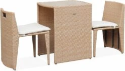 Alice's Garden Balkonset Doppio - 2 Stoelen - Inschuifbaar - Wicker - Beige -Tuinmeubel Winkel 1200x686