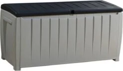 Keter Novel Opbergbox - 340L - 124x55x62.5cm - Grijs -Tuinmeubel Winkel 1200x696 2