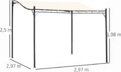 Outsunny Pergola Partytent Paviljoen Overkapping Tent Metaal Crème 297x297 Cm 84C-038 -Tuinmeubel Winkel 1200x717 4