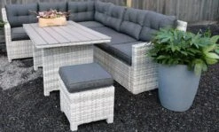 Merkloos Rivièra | Loungeset Hoekset Dining Set Tuinset | Wicker | Hoekbank, Hoge Tuintafel, 2 Hockers | 6 Zitplaatsen -Tuinmeubel Winkel 1200x725 1