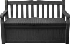 Keter Eden Garden Bench Opbergbank - 265L - 140x60x84cm - Zwart/Grijs -Tuinmeubel Winkel 1200x763