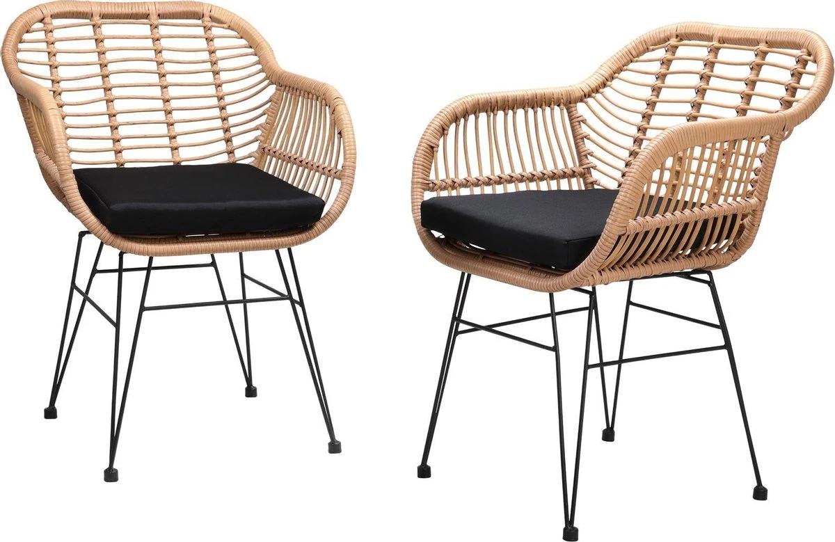 Casaria Polyrotan Kuipstoel Bali - Met Kussens – 2 Stuks 1 Casaria Polyrotan Kuipstoel Bali - Met Kussens – 2 Stuks