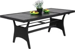 Casaria Polyrattan Tuintafel - WPC Tafelblad 190x90x74 Cm – Zwart -Tuinmeubel Winkel 1200x783 10
