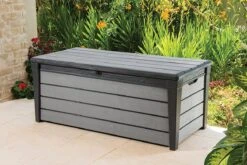Keter Brushwood Opbergbox - Kussenbox - 455L - 145x69,7x60,3cm - Grafiet -Tuinmeubel Winkel 1200x800 170
