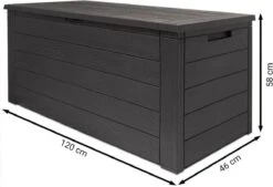 Merkloos Woody Tuin Opbergbox - 324 Liter 45x120x60 Cm - Tuinkussenbox - Antraciet/bruin -Tuinmeubel Winkel 1200x823 2