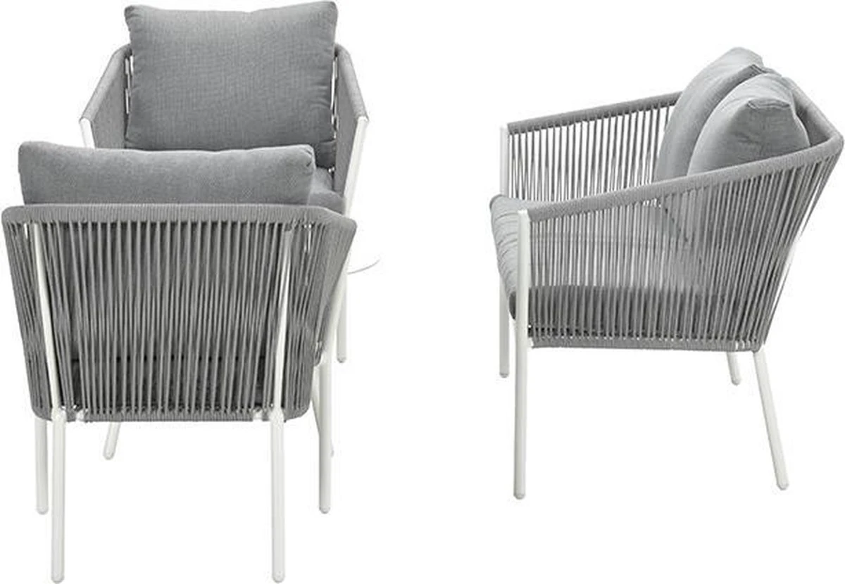 Garden Impressions Fleurie Loungeset 4-delig - Rope - Mat Wit/ Licht Grijs 8 Garden Impressions Fleurie Loungeset 4-delig - Rope - Mat Wit/ Licht Grijs - Afbeelding 8