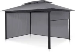 Blumfeldt Grandezza Cortina Tuinpaviljoen , 6 X6 Cm Stalen Frame Met Poedercoating , Overdekt Oppervlak Van 3 X 4 Meter , Polyester