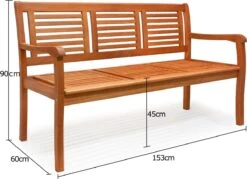 Casaria Tuinbank - FSC®-Gecertificeerd Eucalyptushout - 153cm Bruin -Tuinmeubel Winkel 1200x872