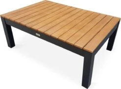 Loungeset 5 Plaatsen Van Aluminium En Eucalyptus – NAZCA – Antraciet Structuur, Lichtgrijs Kussens -Tuinmeubel Winkel 1200x885 1