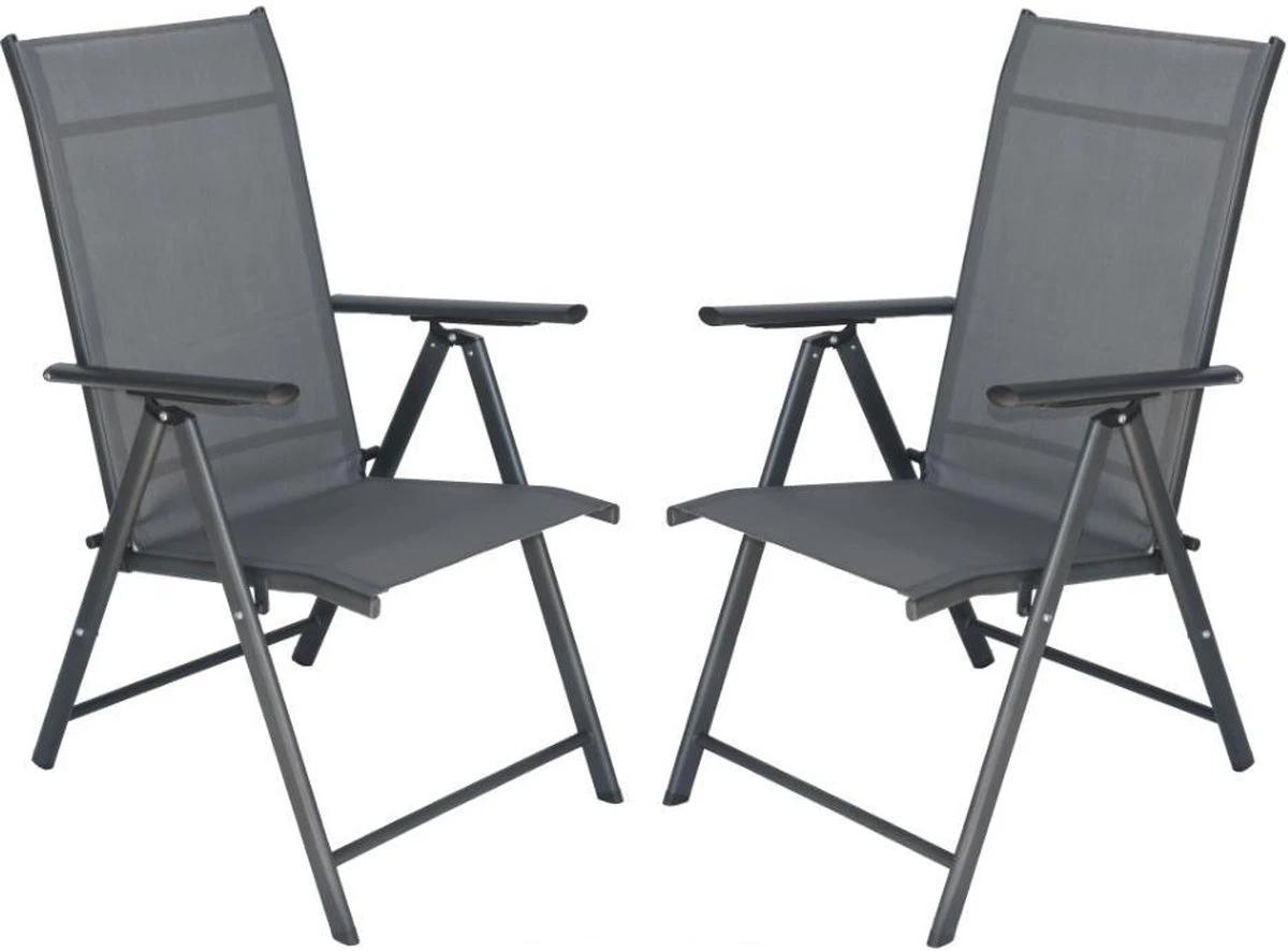 Tuinstoelen Met 7 Standen, Set Van 2 Stuks Grijs 1 Tuinstoelen Met 7 Standen, Set Van 2 Stuks Grijs
