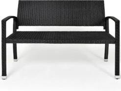 Casaria Polyrattan Tuinbank – 2 Zits UV-bestendig - Zwart -Tuinmeubel Winkel 1200x901 2