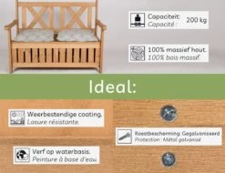 Needs&wants® Houten Tuinbank Met Opbergruimte, 2-zits Kistbank Houten Klassieke Bank Opslag, Grote Tuinopbergbank Van Massief Hout Weerbestendig Voor Buiten Tuin, Balkon, Terras, 115x61x85 Cm, Donker-bruin -Tuinmeubel Winkel 1200x922 4