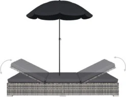 Prolenta Premium - Loungebed Met Parasol Poly Rattan Grijs -Tuinmeubel Winkel 1200x927 1
