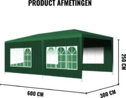 Merkloos Partytent - Paviljoen Opvouwbaar - Easy Up Tuintent Met Zijpanelen - Groen/ 6m X 3m/ 120g/m² -Tuinmeubel Winkel 1200x931