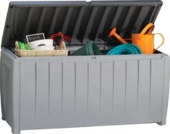 Keter Novel Opbergbox - 340L - 124x55x62.5cm - Grijs -Tuinmeubel Winkel 1200x948