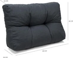 Palletkussen Basic Comfort Rugdeel Halve Pallet Lengte Grijs 60x40x10/20cm -Tuinmeubel Winkel 1200x955