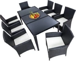 Tectake - Tuinmeubelset - 8 Persoons - Zwart -Tuinmeubel Winkel 1200x967 2