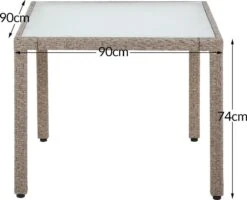 Casaria Polyrattan Tuinset - 4 Stoelen & Tafel 90x90 Cm - Beige Grijs -Tuinmeubel Winkel 1200x972 8