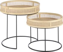 Mica Decorations Leandro Bijzettafel - Set Van 2 - H45 X Ø45 Cm - Zwart -Tuinmeubel Winkel 1200x983 3