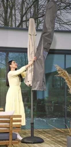 Weersbestendige Parasolhoes - Rond & Vierkant - Max. 3 X 3 M - Grijs / Antraciet - Stokparasol 14 Weersbestendige Parasolhoes - Rond & Vierkant - Max. 3 X 3 M - Grijs / Antraciet - Stokparasol -Tuinmeubel Winkel 581x1200