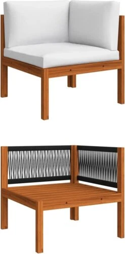 Decoways - 5-delige Loungeset Met Kussens Massief Acaciahout Crèmekleurig -Tuinmeubel Winkel 590x1200