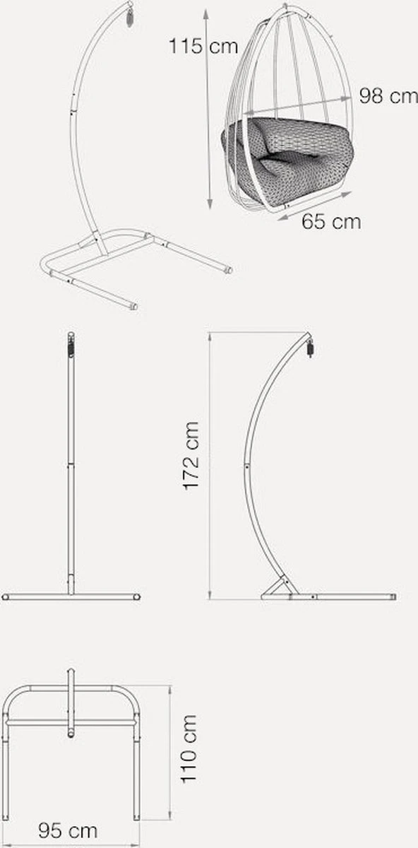 Pochon Home - Egg Hangstoel Met Standaard - Ergonomisch - Capuccino - Incl. Kussen - Egg Chair Binnen En Buiten 2 Pochon Home - Egg Hangstoel Met Standaard - Ergonomisch - Capuccino - Incl. Kussen - Egg Chair Binnen En Buiten - Afbeelding 2