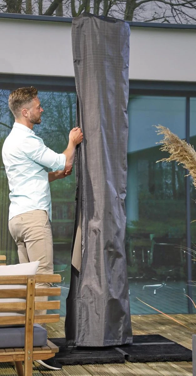 Weersbestendige Parasolhoes - Max. 4 X 4 M - Grijs / Antraciet - Zweefparasol 5 Weersbestendige Parasolhoes - Max. 4 X 4 M - Grijs / Antraciet - Zweefparasol - Afbeelding 5