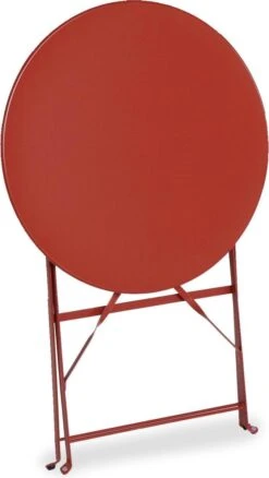 Emilia - Ronde Inklapbare Bistrotafel Ø60cm Van Gepoedercoat Staal – Terra Cotta -Tuinmeubel Winkel 677x1200