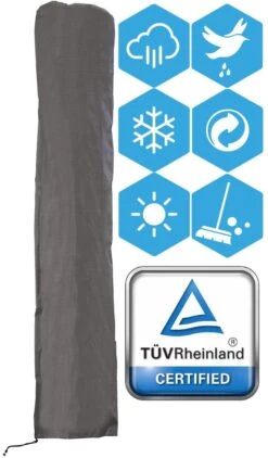 Weersbestendige Parasolhoes - Max. 4 X 4 M - Grijs / Antraciet - Zweefparasol 20 Weersbestendige Parasolhoes - Max. 4 X 4 M - Grijs / Antraciet - Zweefparasol -Tuinmeubel Winkel 703x1200