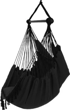 Vita5 XXL Hangstoel - Binnen&Buiten Hangnest - Incl. 2 Kussens En Boekenvak - Volwassenen&Kinderen - Hangmatstoel Tot 225kg - Zwart -Tuinmeubel Winkel 761x1200 1