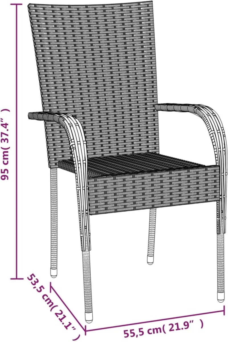 VidaXL 5-delige Tuinset Poly Rattan Bruin 5 VidaXL 5-delige Tuinset Poly Rattan Bruin - Afbeelding 5