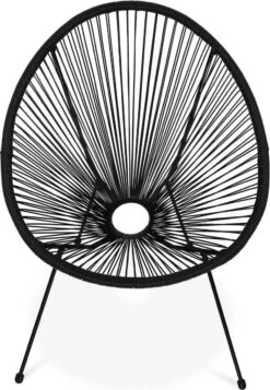 Set Van 2 Design Stoelen Ei-vormig - Acapulco Zwart - Stoelen 4 Poten Retro Design, Plastic Koorden, Binnen/buiten -Tuinmeubel Winkel 830x1200