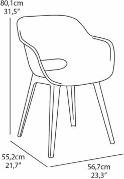 Allibert Akola Tuinstoelen - 2 Stuks -56,5x55x80cm - Donkergrijs -Tuinmeubel Winkel 834x1200