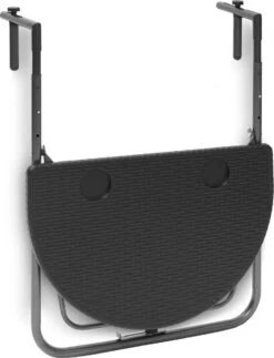 Relaxdays Balkontafel Inklapbaar, Balkon Tafel Rotan, Hangtafel Reling - Zwart -Tuinmeubel Winkel 919x1200