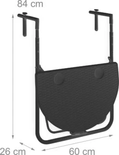 Relaxdays Balkontafel Inklapbaar, Balkon Tafel Rotan, Hangtafel Reling - Zwart -Tuinmeubel Winkel 926x1200