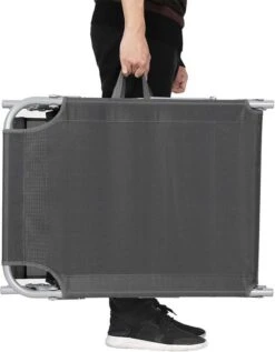 Ligstoel Met Hoofdsteun En Zon Bescherming Verstelbare Rugleuning Inklapbaar Donker Grijs Ligbed Tuin -Tuinmeubel Winkel 935x1200