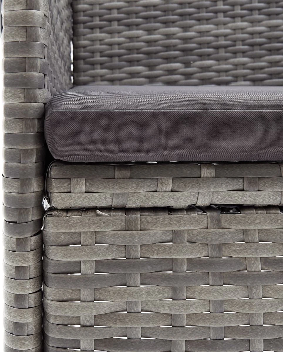 VidaXL 7-delige Tuinset Met Kussens Grijs En Zwart 6 VidaXL 7-delige Tuinset Met Kussens Grijs En Zwart - Afbeelding 6