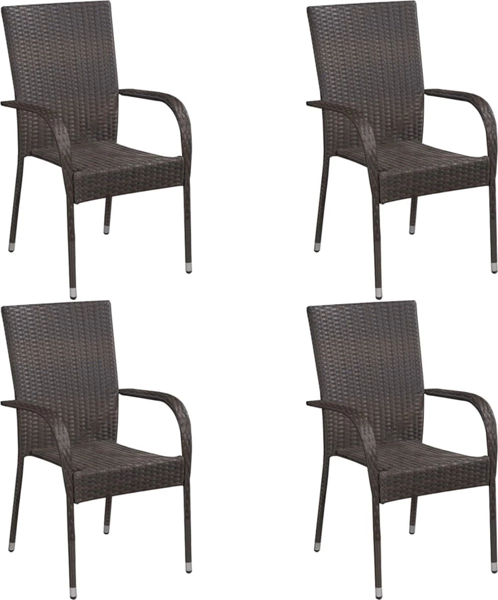 VidaXL 5-delige Tuinset Poly Rattan Bruin 4 VidaXL 5-delige Tuinset Poly Rattan Bruin - Afbeelding 4